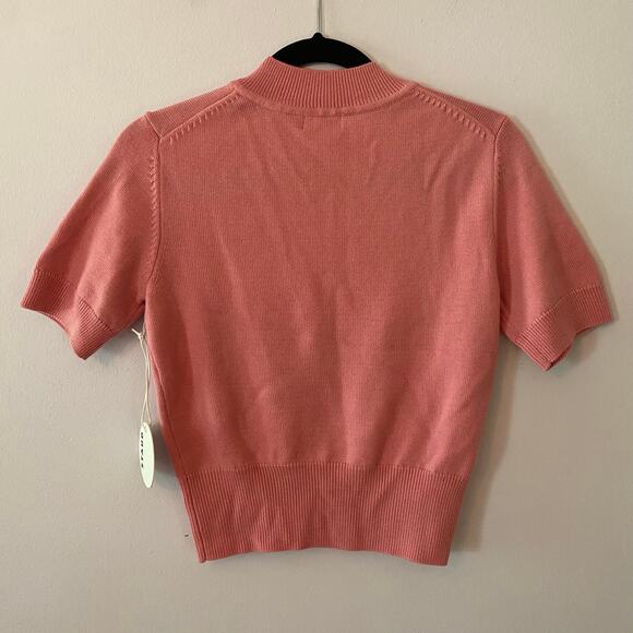 NWT Staud Women size Medium Damask Pink Sullivan Top Sweater V-neck Preppy Wool - Picture 8 of 11